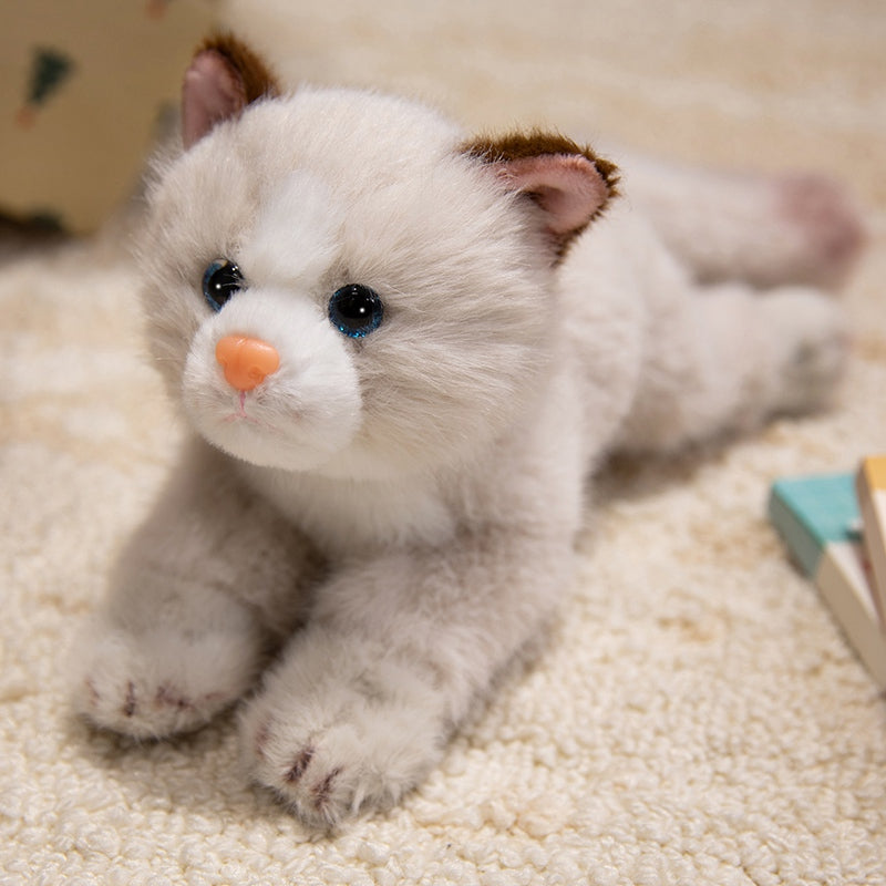 ELAINREN Cuddly Striped Cat Stuffed Animals Lifelike Tabby Kitten Plush Toy Gifts/28cm