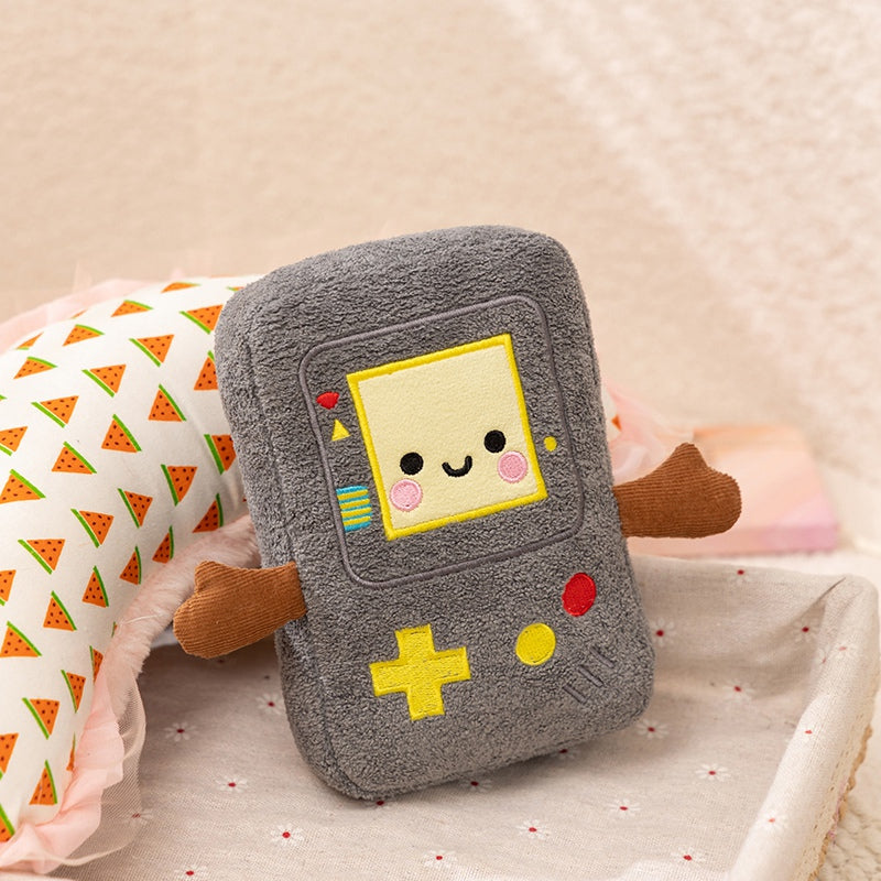 ELAINREN 5Pcs Gaming Equipment Plush Pretend Play Set(Beer/Skateboard/Game console/Handle/Mobile Phone)