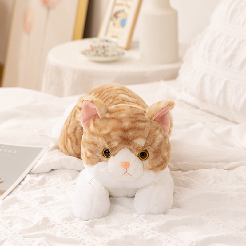 ELAINREN Realistic Tabby Kitten Stuffed Lifelike Gray Cat Plush Toy GIfts/50cm