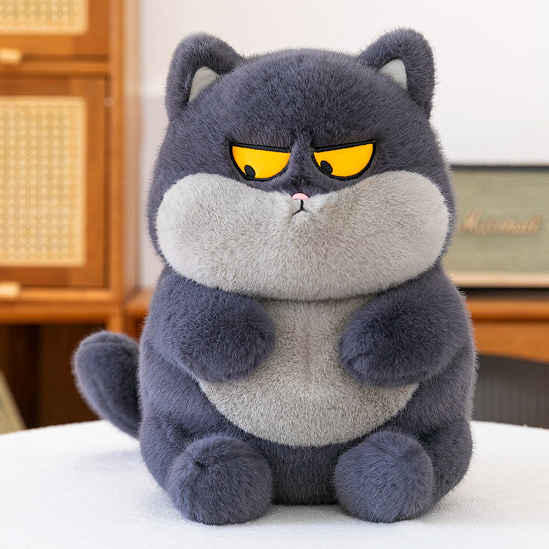 ELAINREN Chubby Furry Cat Plush Toy Cuddly Kitten Stuffed Kitten Gifts/35cm