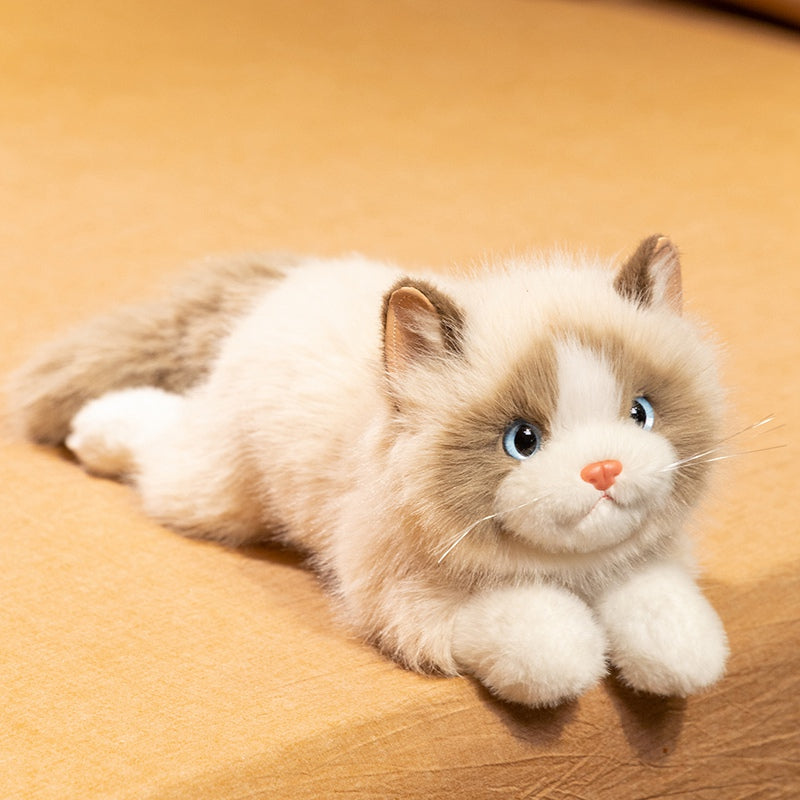 ELAINREN Realistic Brown Ragdoll Cat Stuffed Animal Lifelike Kitten Cat Plush Toy Gifts/43cm