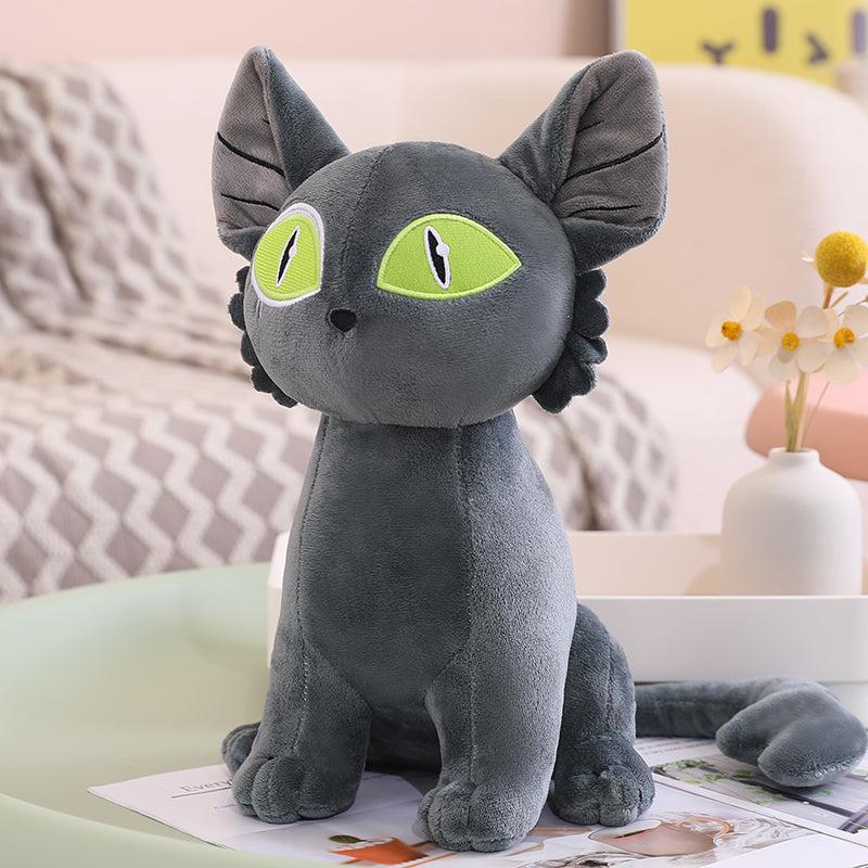 ELAINREN Big Eyes White Cat plush Gray Kitten Stuffed Kitty Toy/32cm