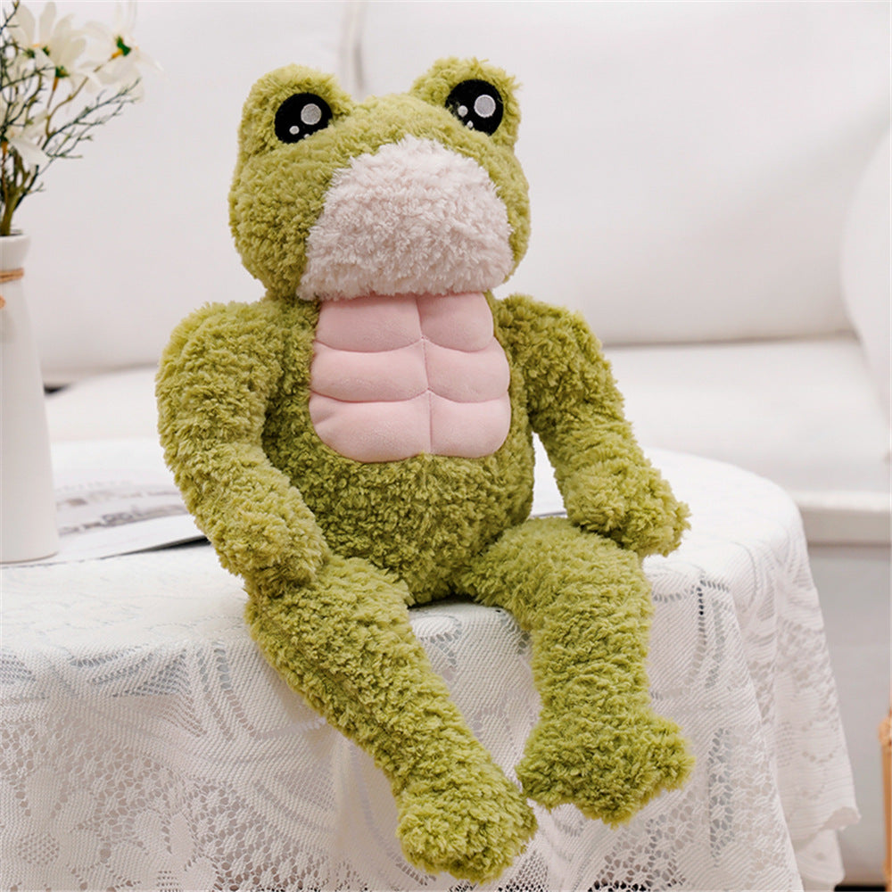 ELAINREN 3D Muscle Frog Plush Toy Pillow Soft Frolick Frog Stuffed Animals Dolls Gifts,17.7''