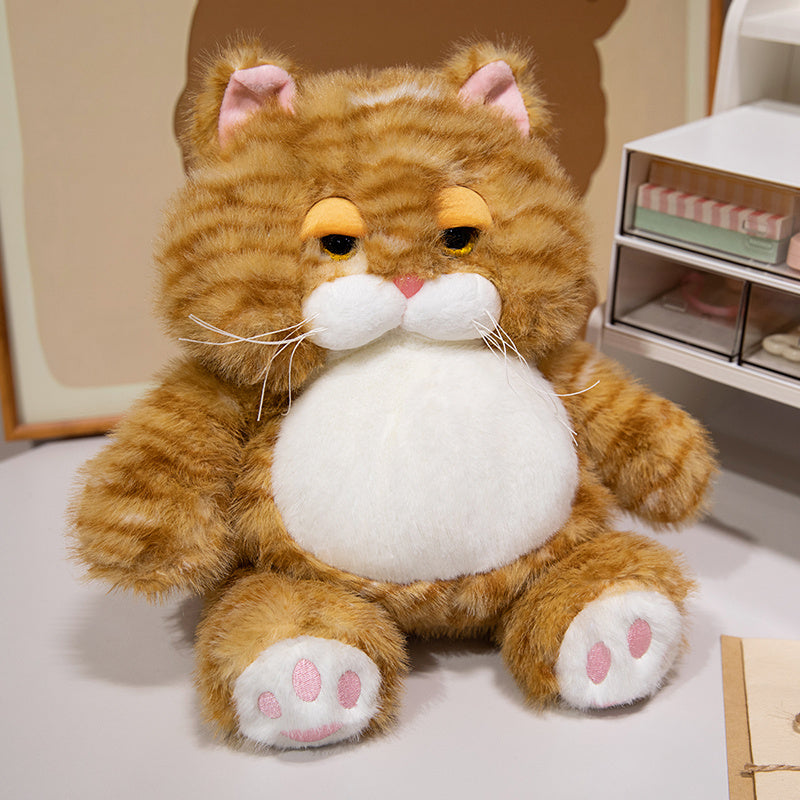 ELAINREN Fat Tabby Kitten Stuffed Animals Toy Chubby Orange Cat Plush Toy Pillow Decor Gifts/28cm