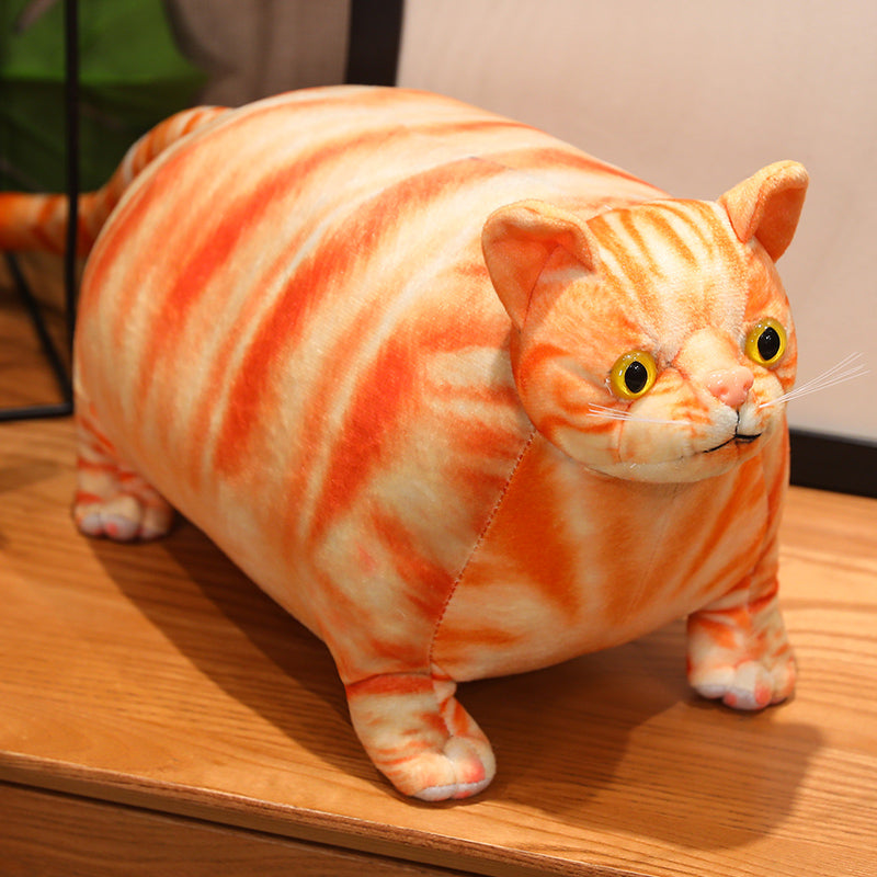 ELAINREN Realistic Fat Orange Cat Stuffed Animals Toy Ultra-Soft Tabby Kitten Plush Large Pillow