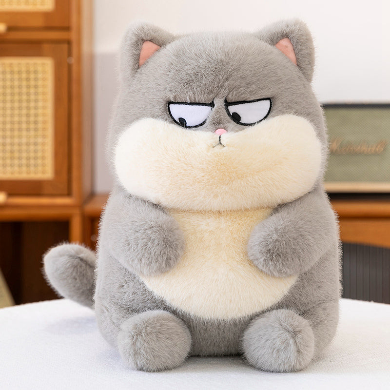 ELAINREN Chubby Furry Cat Plush Toy Cuddly Kitten Stuffed Kitten Gifts/35cm