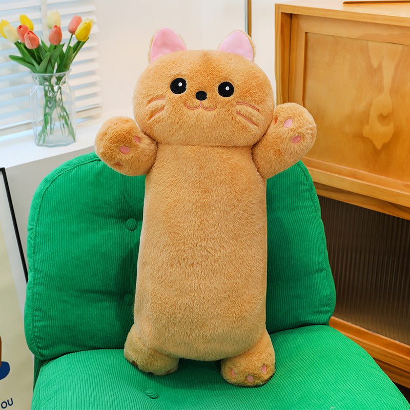 ELAINREN Ultra-soft Long cat plush toy pillow fluffy kitten kitty stuffed long cushion decor gifts/48CM