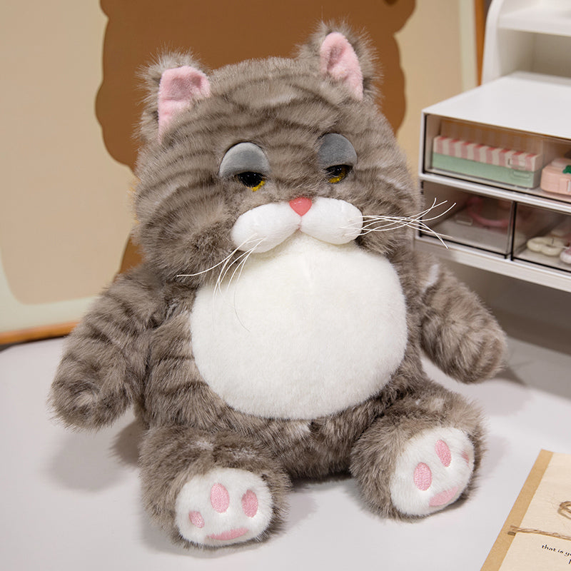 ELAINREN Fat Tabby Kitten Stuffed Animals Toy Chubby Orange Cat Plush Toy Pillow Decor Gifts/28cm