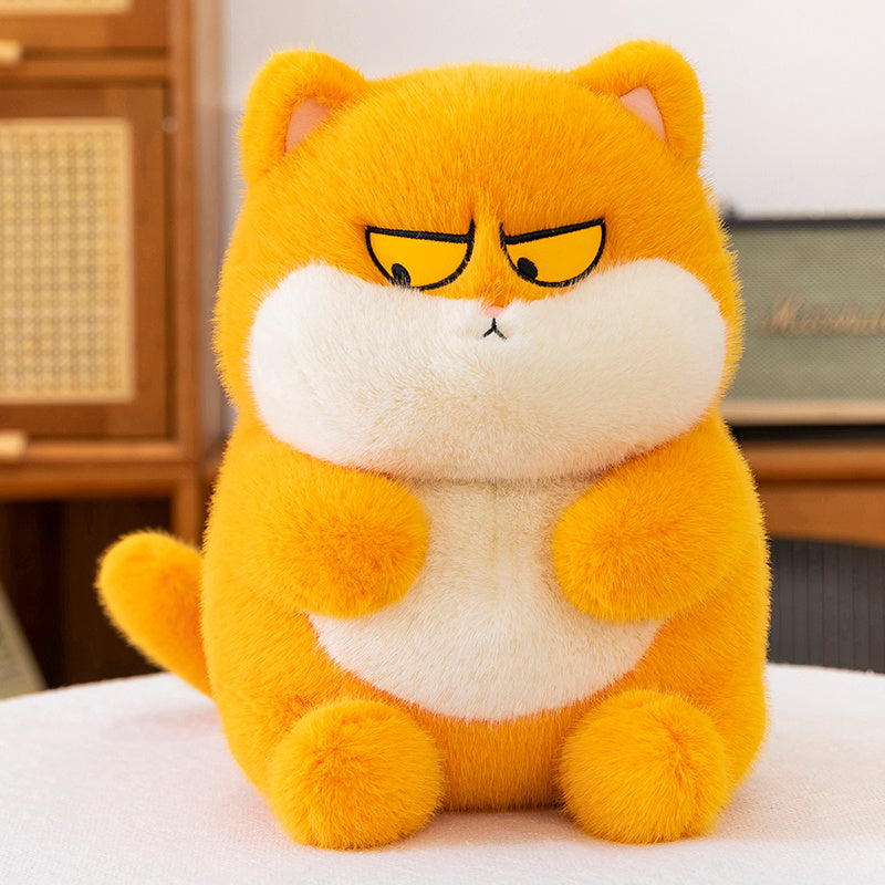 ELAINREN Chubby Furry Cat Plush Toy Cuddly Kitten Stuffed Kitten Gifts/35cm