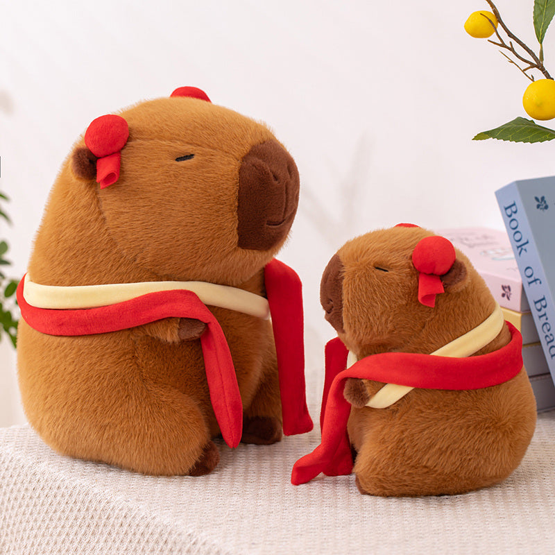 ELAINREN Cute Plush Capybara Dress Up Like Ne zha, Soft Nezha Capybara Stuffed Toy Gifts/20cm
