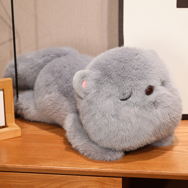 ELAINREN Cuddly Gray Kitten Stuffed White Cat Plush Toy Pillow Decor Gifts/45cm