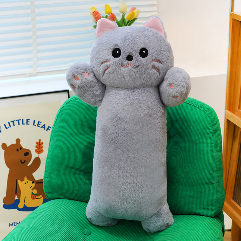ELAINREN Ultra-soft Long cat plush toy pillow fluffy kitten kitty stuffed long cushion decor gifts/48CM