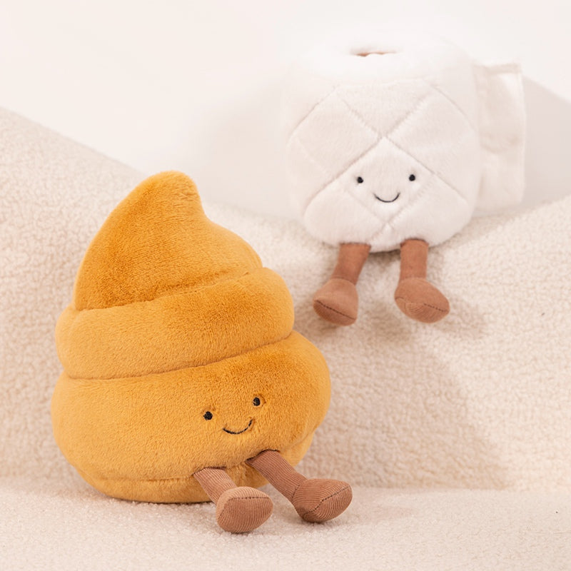 ELAINREN Creative Plush Toilet Toy Stuffed Toilet Paper Doll Cute Toilet Scraper Plushie Poop Gifts