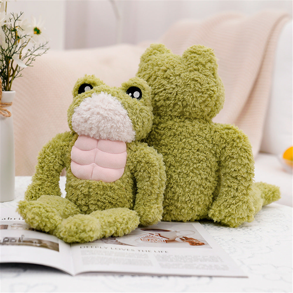 ELAINREN 3D Muscle Frog Plush Toy Pillow Soft Frolick Frog Stuffed Animals Dolls Gifts,17.7''