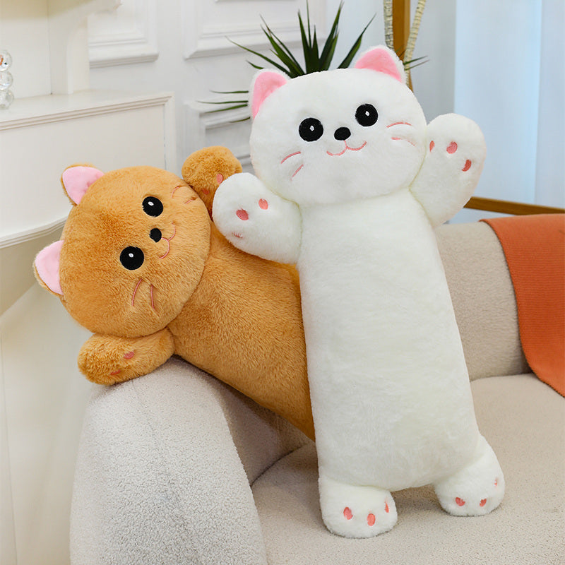 ELAINREN Ultra-soft Long cat plush toy pillow fluffy kitten kitty stuffed long cushion decor gifts/48CM