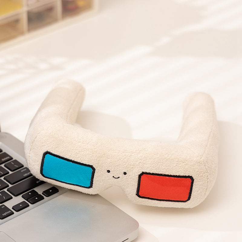 ELAINREN 5Pcs Cinema Pretend Plush Set(3D Glasses/Popcorn/Clapperboard/Soda/Film reel)