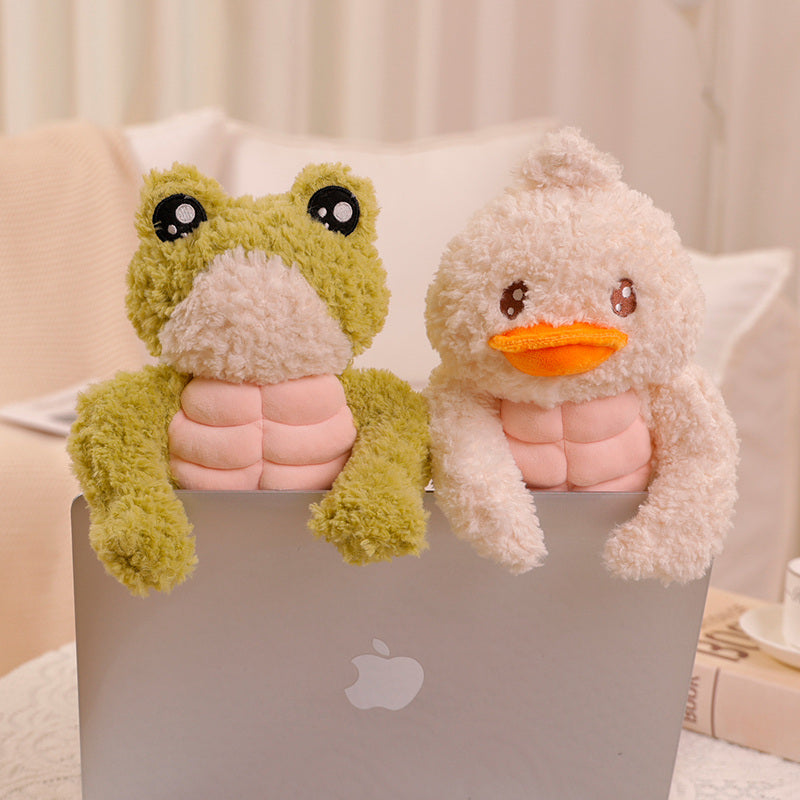 ELAINREN 3D Muscle Duck Plush Toy Pillow Soft White Duck Stuffed Animals Dolls Gifts/17.7''
