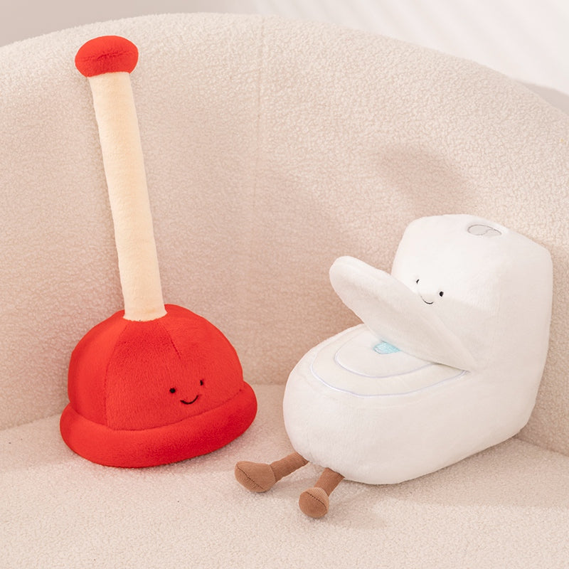 ELAINREN Creative Plush Toilet Toy Stuffed Toilet Paper Doll Cute Toilet Scraper Plushie Poop Gifts