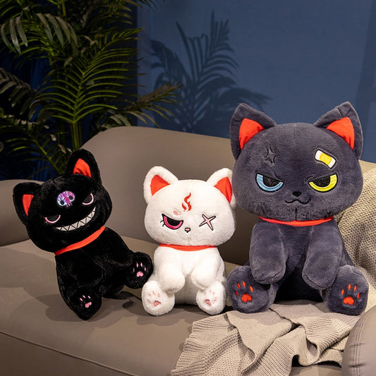 ELAINREN Black Pirate Cat Plush Toy,Furry Gothic Kitten Stuffed Animals Toy Gifts/15.7''