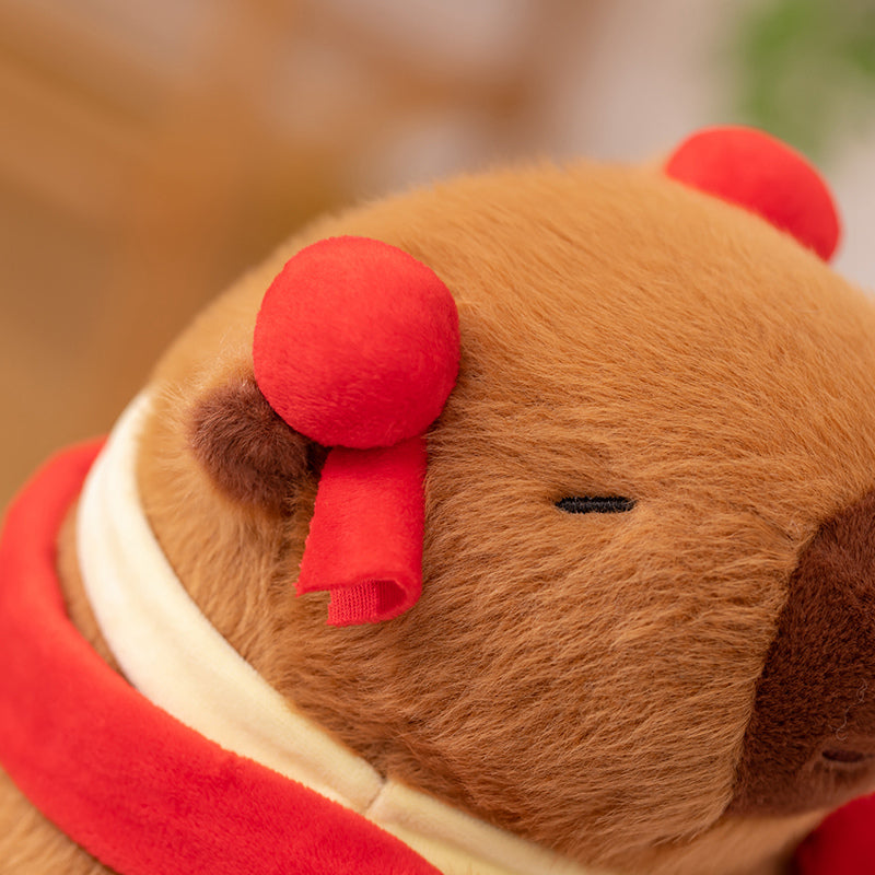 ELAINREN Cute Plush Capybara Dress Up Like Ne zha, Soft Nezha Capybara Stuffed Toy Gifts/20cm