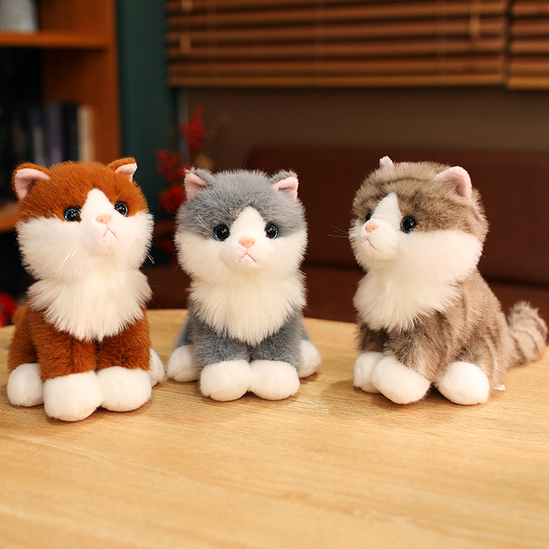 ELAINREN Realistic Gray Cat Stuffed Kitten Kitty Toy Gifts/20cm