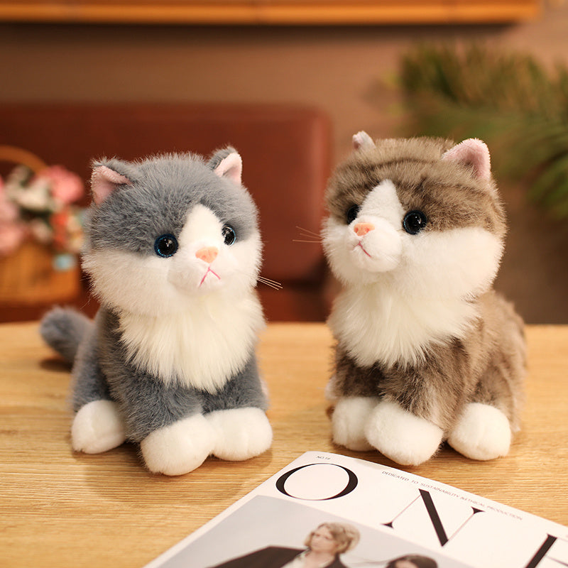 ELAINREN Realistic Gray Cat Stuffed Kitten Kitty Toy Gifts/20cm