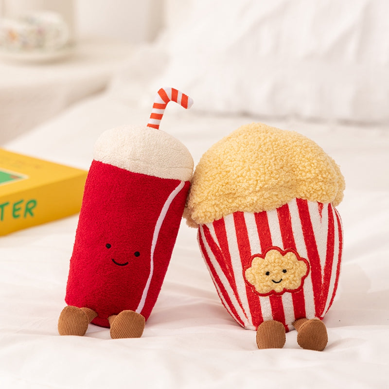 ELAINREN 5Pcs Cinema Pretend Plush Set(3D Glasses/Popcorn/Clapperboard/Soda/Film reel)