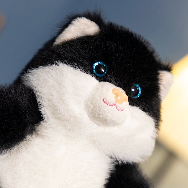 ELAINREN Black Sitting Cat Plush Toy Ultra-Soft Kitten Stuffed Kitty Doll Gifts/20cm