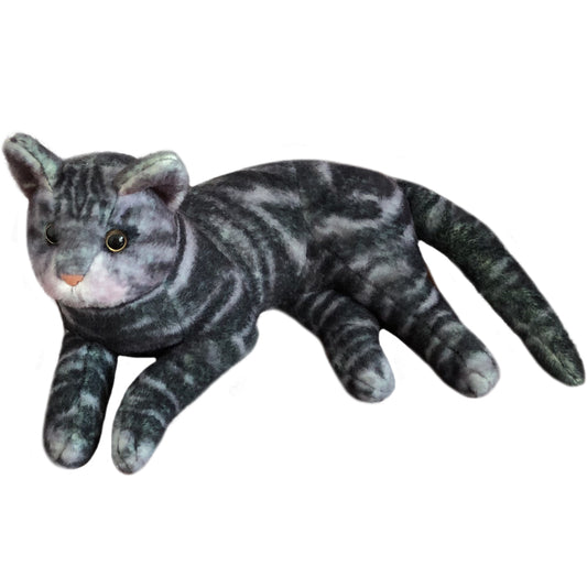 ELAINREN Realistic Black Tabby Cat Plush Toy