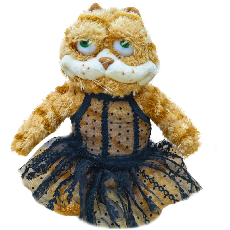 ELAINREN Stuffed Elegant Garfield Cat Wearing Dress/11.8‘’