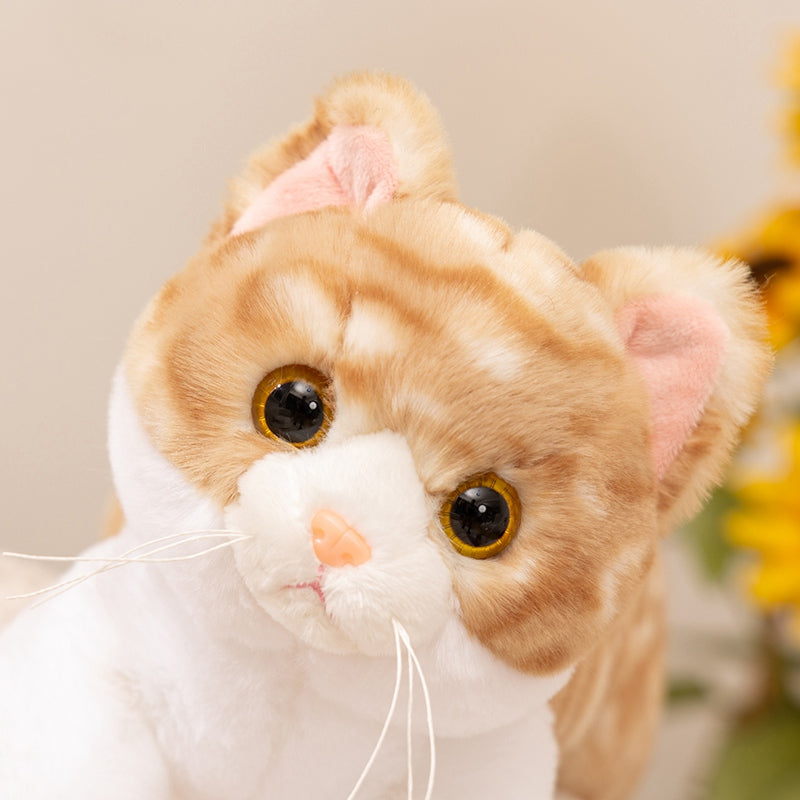 ELAINREN Realistic Tabby Kitten Stuffed Lifelike Gray Cat Plush Toy GIfts/50cm