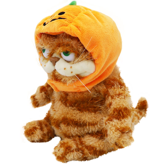 ELAINREN Halloween Garfield Plush Toy Fat Orange Cat with Pumpkin Hat-30cm