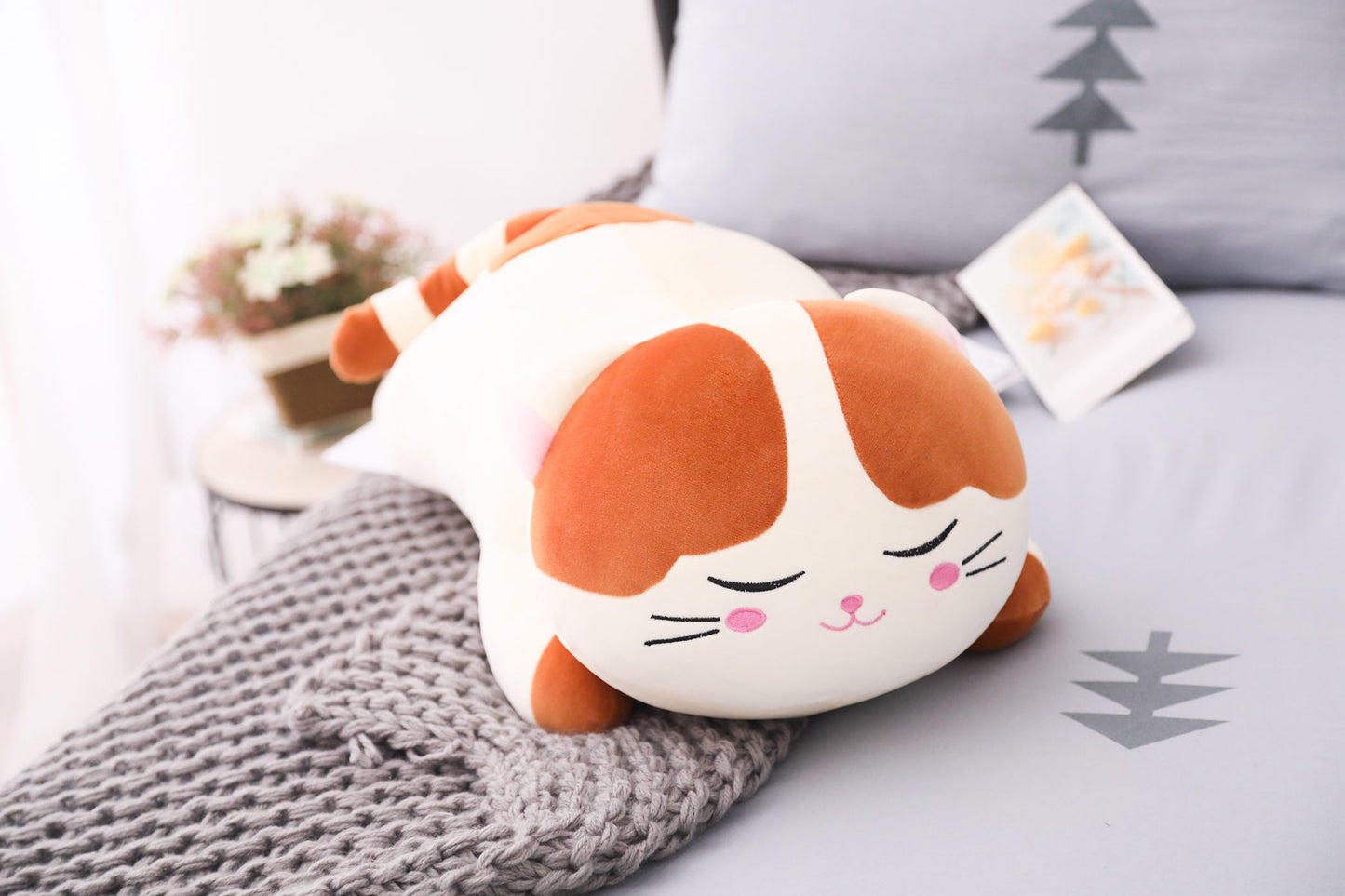 ELAINREN Super Soft Calico Cat  Plush Soft Pillow/23.6‘’