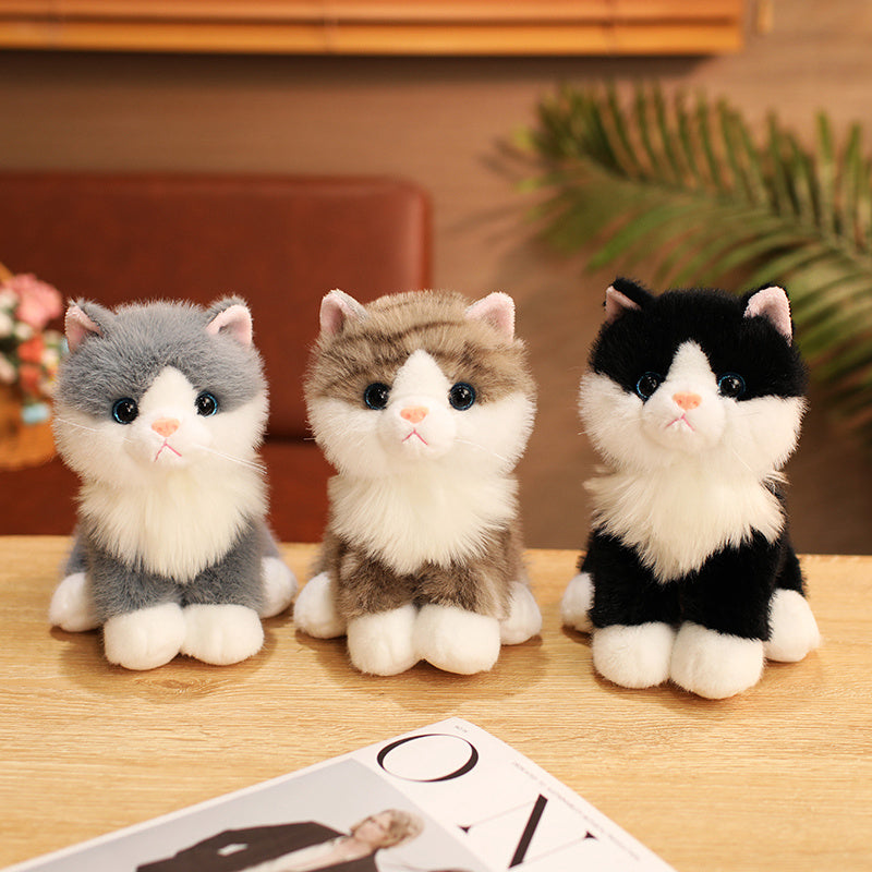 ELAINREN Realistic Gray Cat Stuffed Kitten Kitty Toy Gifts/20cm