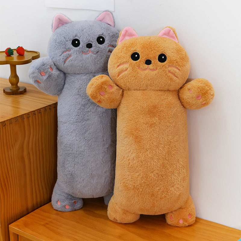 ELAINREN Ultra-soft Long cat plush toy pillow fluffy kitten kitty stuffed long cushion decor gifts/48CM