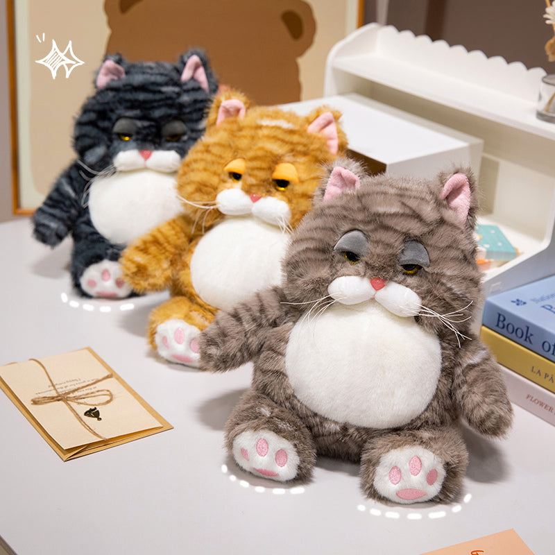 ELAINREN Fat Tabby Kitten Stuffed Animals Toy Chubby Orange Cat Plush Toy Pillow Decor Gifts/28cm
