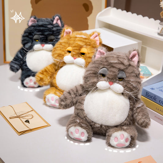 ELAINREN Fat Tabby Kitten Stuffed Animals Toy Chubby Orange Cat Plush Toy Pillow Decor Gifts/28cm