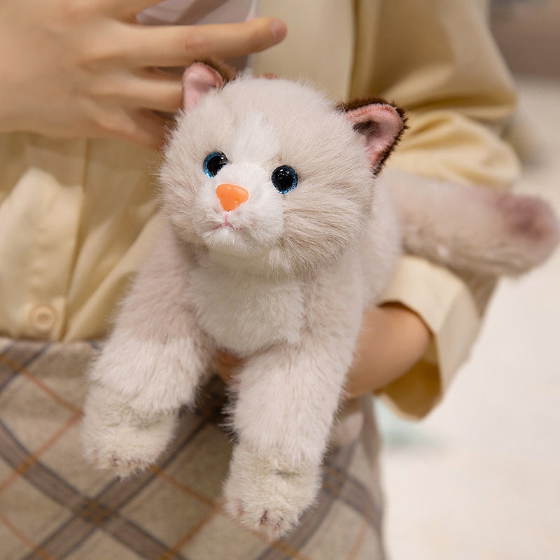 ELAINREN Cuddly Striped Cat Stuffed Animals Lifelike Tabby Kitten Plush Toy Gifts/28cm