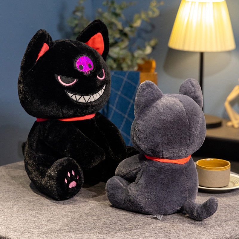 ELAINREN Black Pirate Cat Plush Toy,Furry Gothic Kitten Stuffed Animals Toy Gifts/15.7''