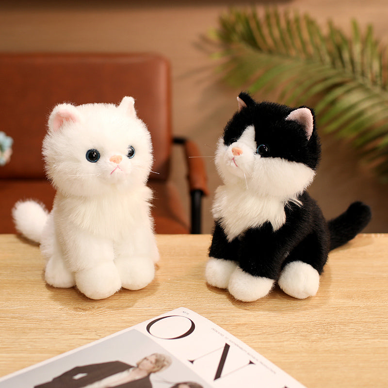 ELAINREN Realistic White Cat Stuffed Kitten Kitty Toy Gifts/20cm