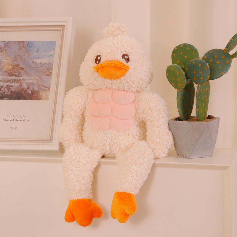 ELAINREN 3D Muscle Duck Plush Toy Pillow Soft White Duck Stuffed Animals Dolls Gifts/17.7''