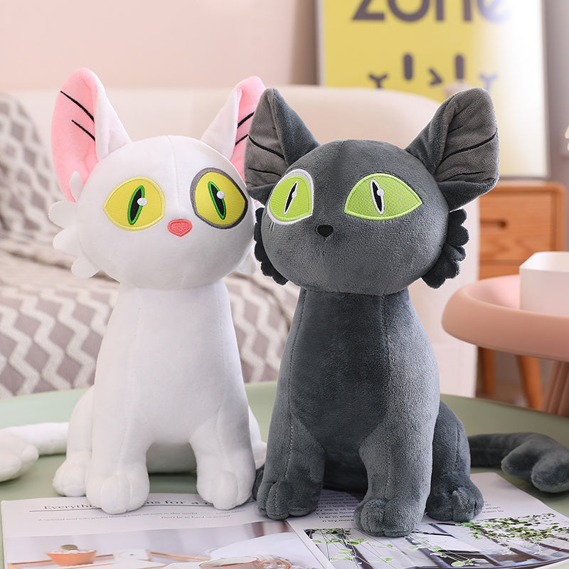 ELAINREN Big Eyes White Cat plush Gray Kitten Stuffed Kitty Toy/32cm
