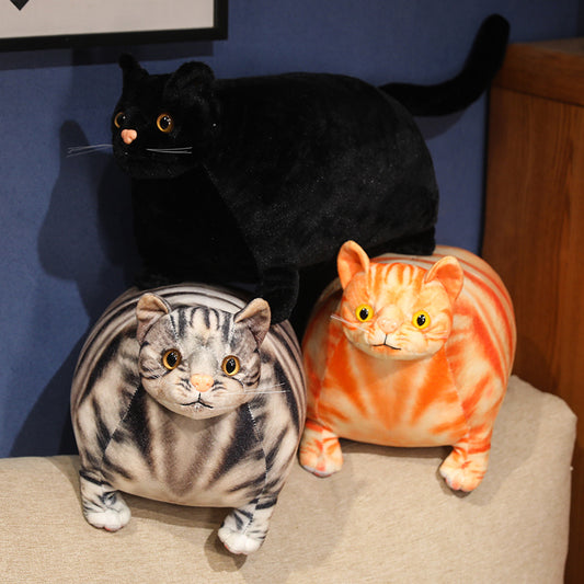 ELAINREN Realistic Fat Orange Cat Stuffed Animals Toy Ultra-Soft Tabby Kitten Plush Large Pillow
