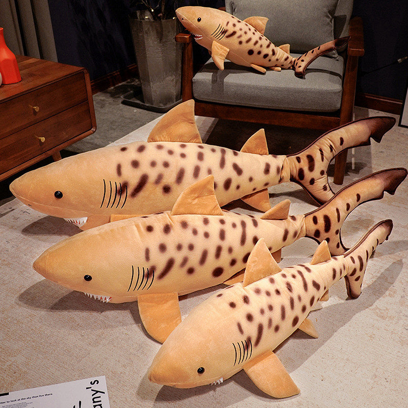 ELAINREN Large Lifelike Tiger Shark Stuffed Pillow Simulation Zebra Shark Plush Toy/31.5Inch
