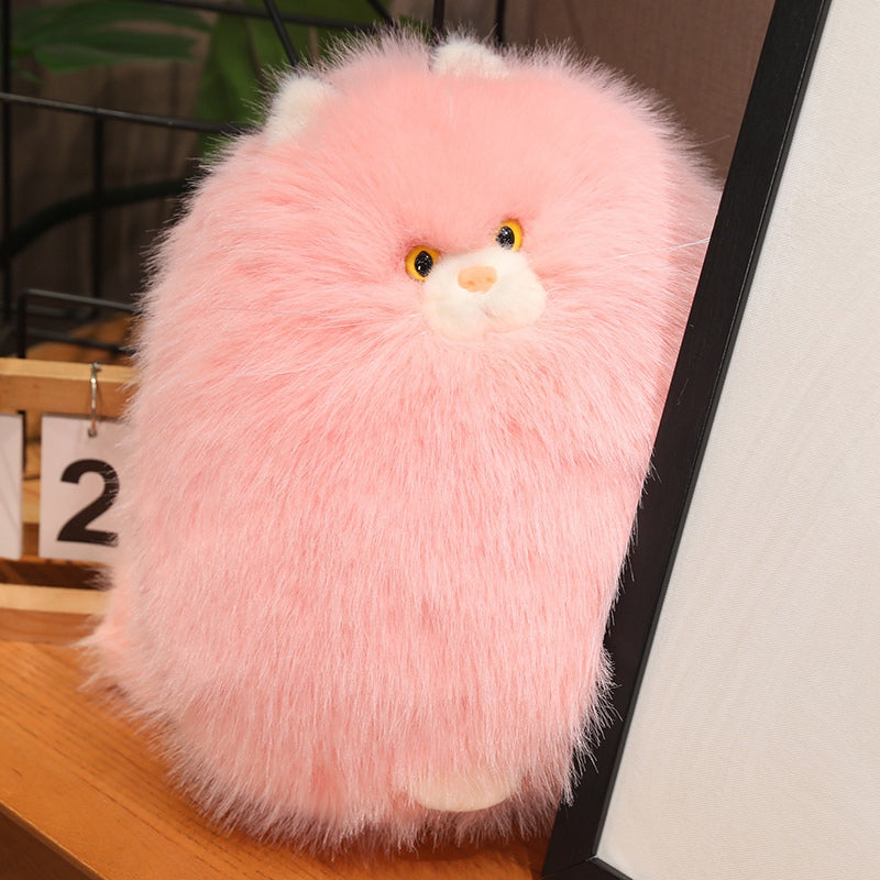 ELAINREN Furry and Chubby Cat Plush Pillow Super Soft Fat Kitten Stuffed Toy Pillow/11.8''