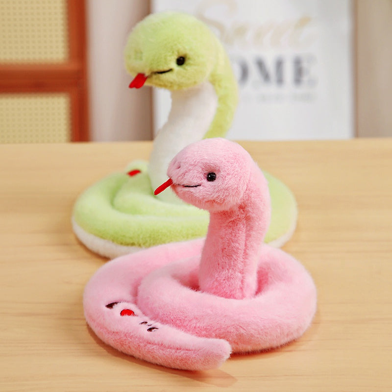 ELAINREN Stuffed Couple Snake Gifts for Wedding Party, Cute Pair of Green Snake and Pink Snake Plush Toy/18cm