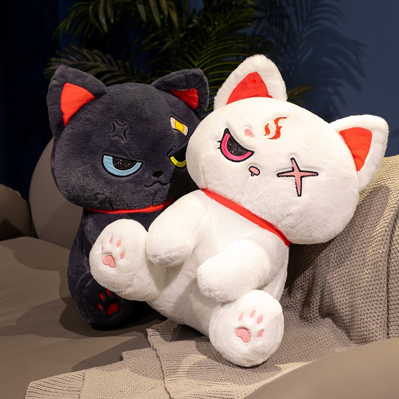 ELAINREN Black Pirate Cat Plush Toy,Furry Gothic Kitten Stuffed Animals Toy Gifts/15.7''