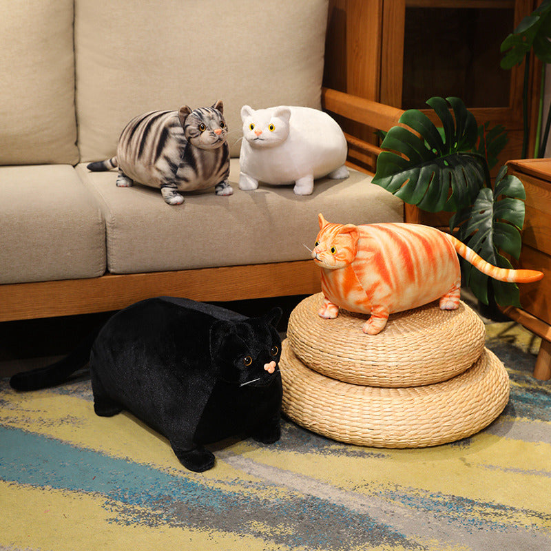 ELAINREN Realistic Fat Orange Cat Stuffed Animals Toy Ultra-Soft Tabby Kitten Plush Large Pillow