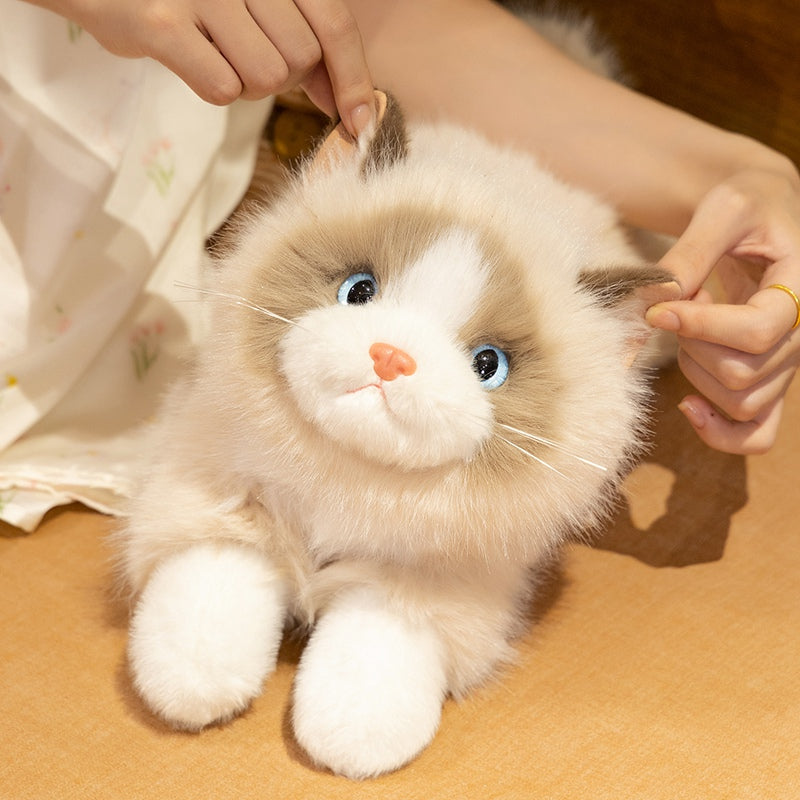 ELAINREN Realistic Brown Ragdoll Cat Stuffed Animal Lifelike Kitten Cat Plush Toy Gifts/43cm