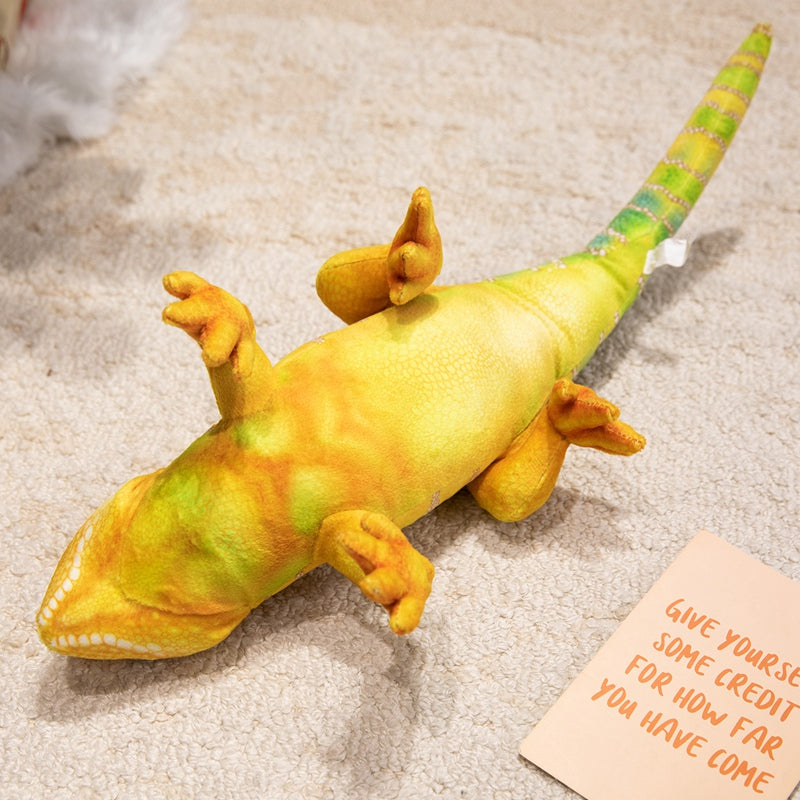 ELAINREN Realistic Green Lizard Stuffed Animal Toys, Chameleon Dolls, Reptile Soft Toys Maned Lizards
